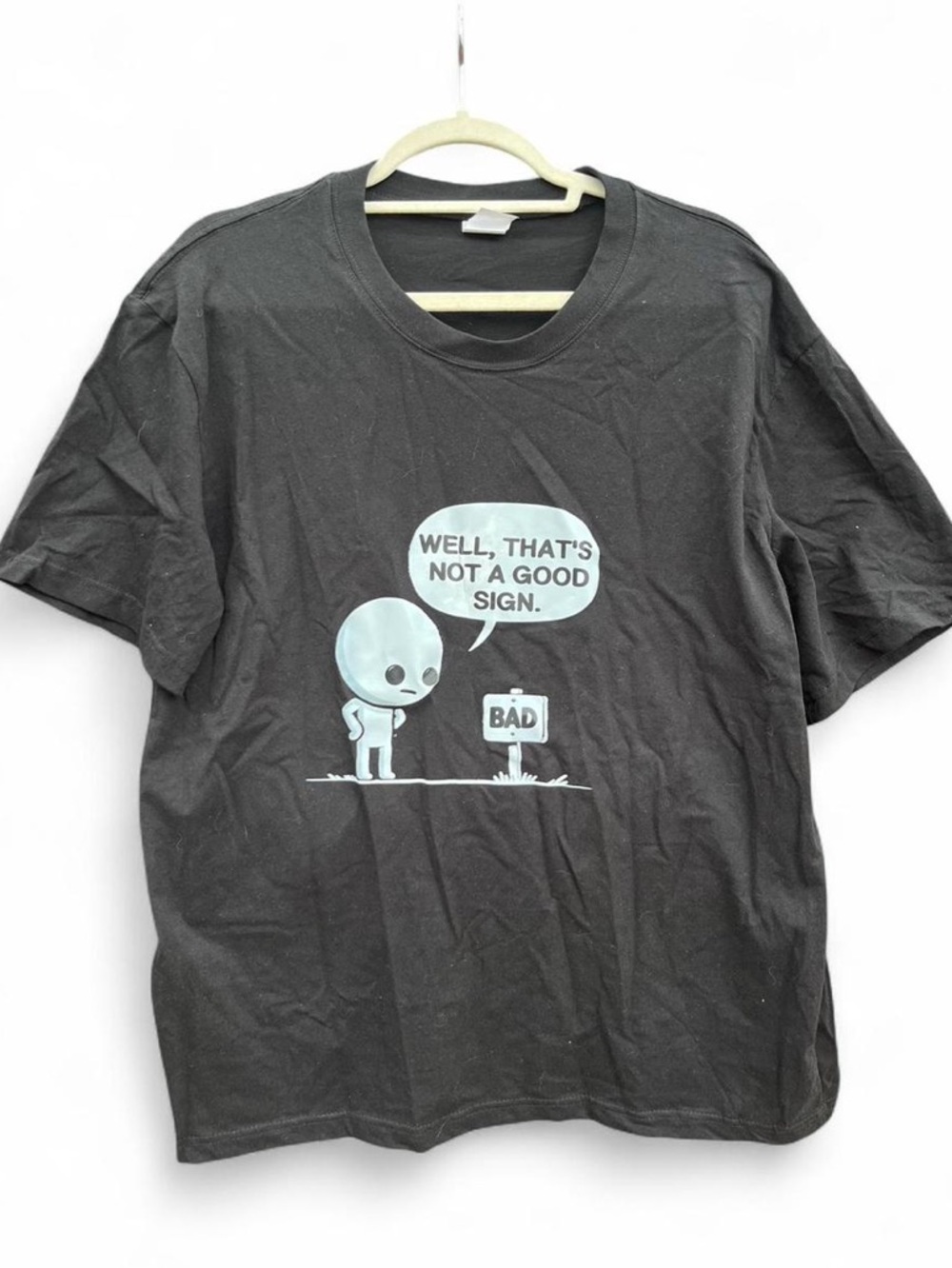 Port and Company Black Short Sleeve Tee with Light Blue Cartoon Graphic